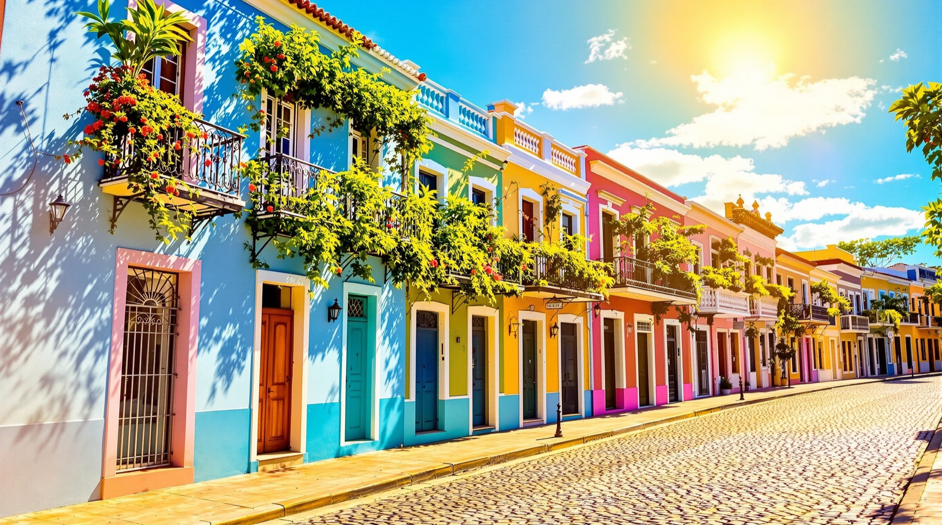 Colorful colonial street in Old San Juan, Puerto Rico