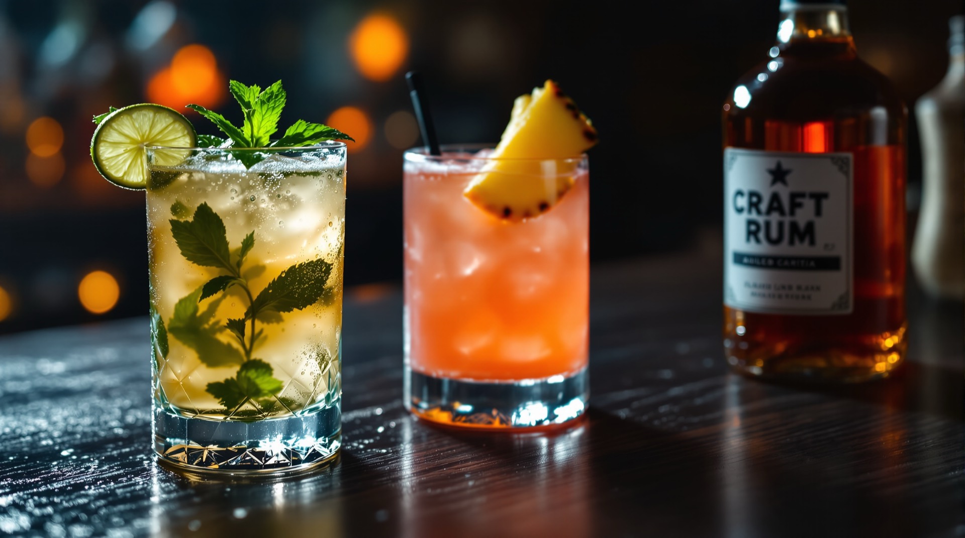 Scratch-made rum cocktails at La Isla Cuisine's bar