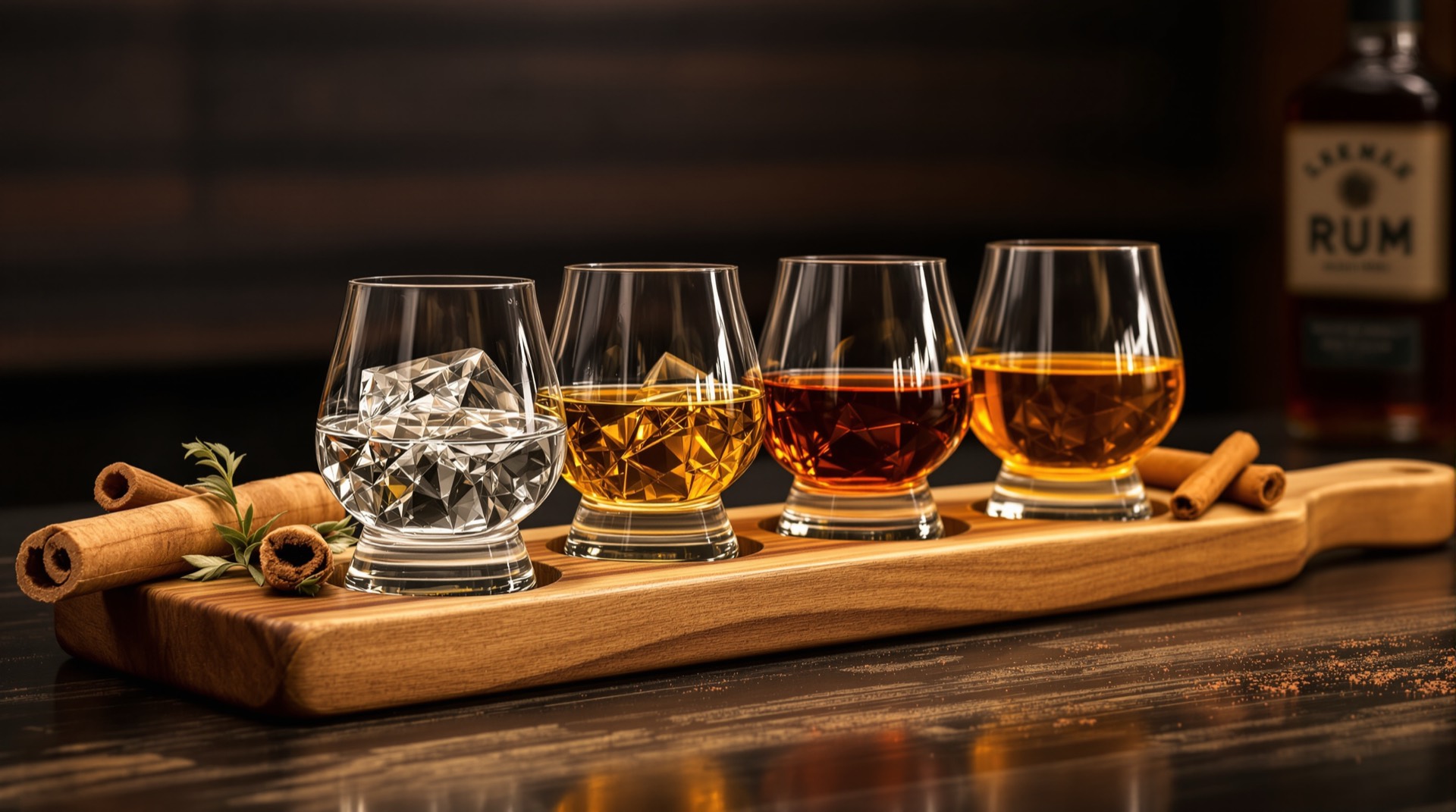 Rum tasting flight at the La Isla Rum Club